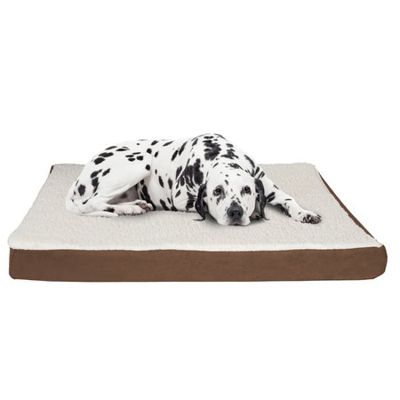 PET ADOBE Pet Adobe Memory Orthopedic Foam Dog Bed- Sherpa Top and Removable Cover- 44.5x35x4.75, Brown 210954LTY